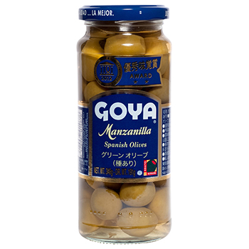 【FOOD de WINE】GOYA グリーンオリーブ 種有り 348g / イマイ(GOYA PLAIN MANZANILLA OLIVE)